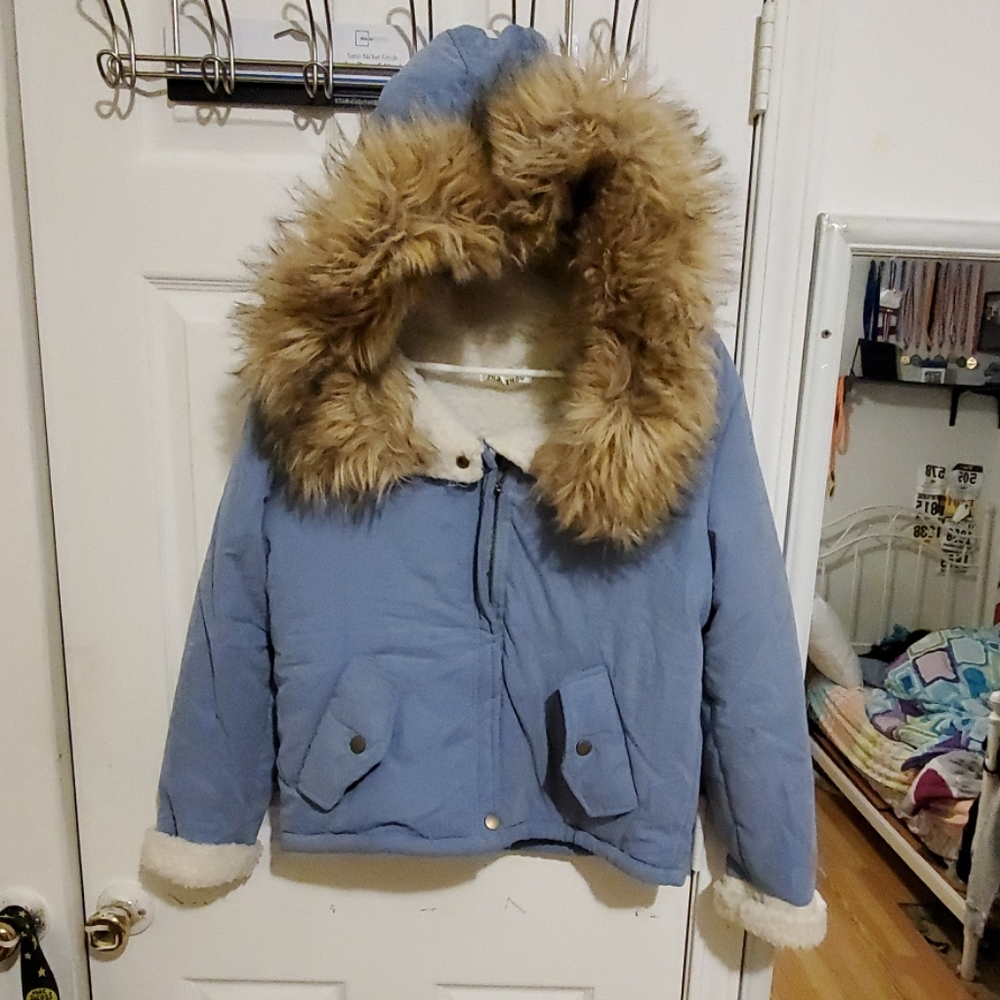 Light Blue Full Fur Coat
